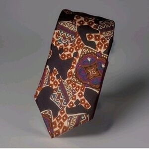 Vintage Christian Dior Monsieur Brown and Purple Geometric Men's Tie Italy Silk
